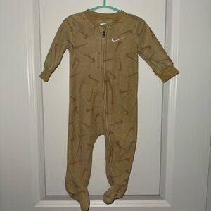 Nike Tan Footies One Piece with Long Sleeves, size 9 Months